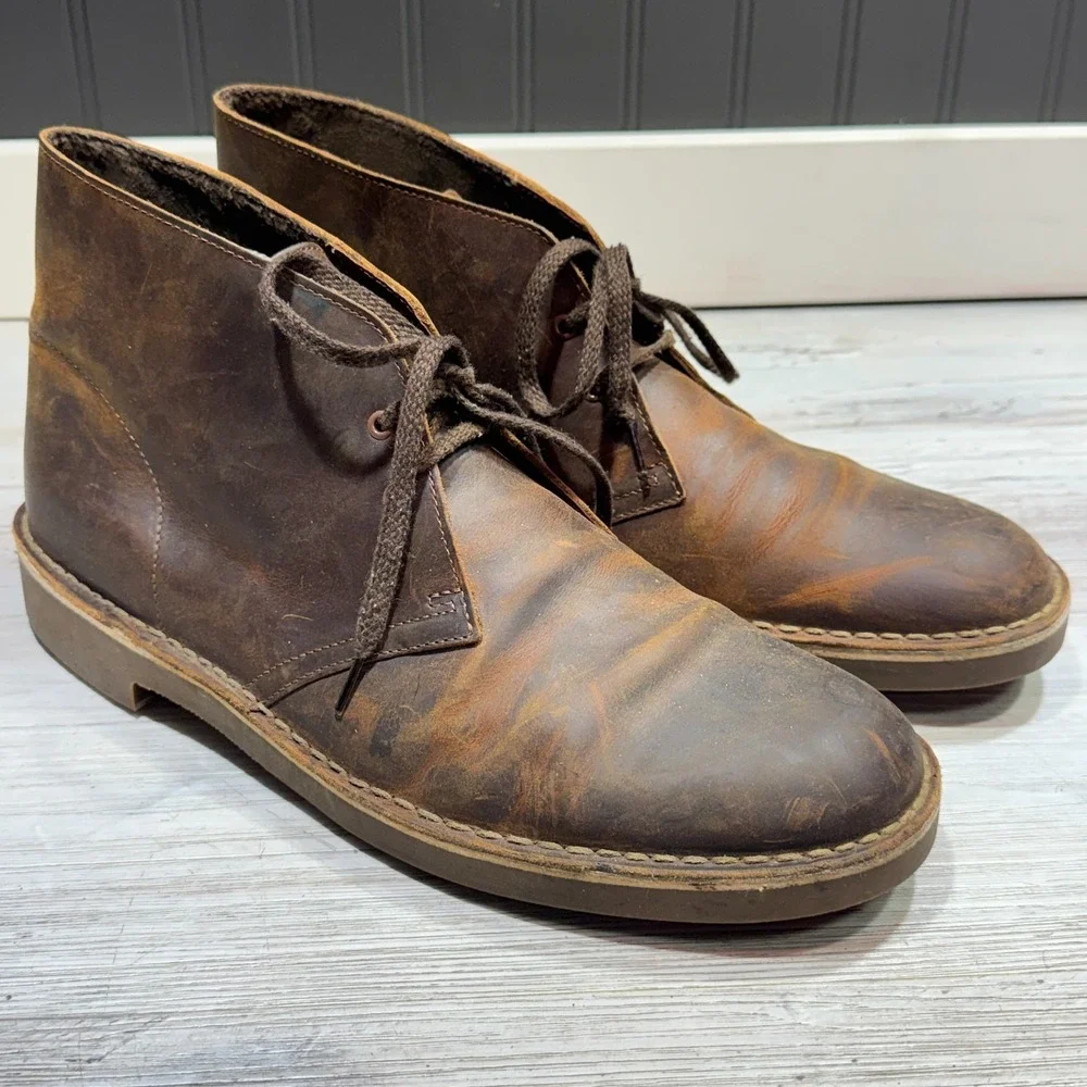 Clarks Bushacre Chukka Boot Brown 15522 Men's Sz 11 Patina